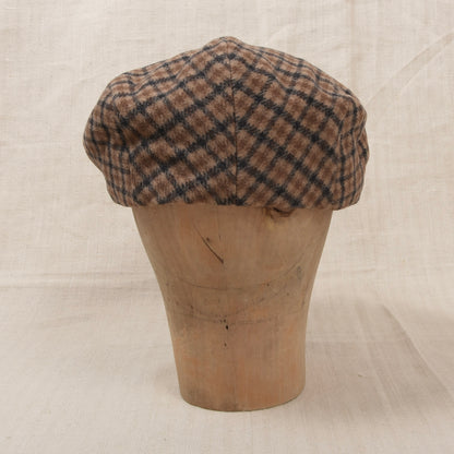 Vintage Kamelhaar-Wolle Schiebermütze Gr. 59 - Plaid