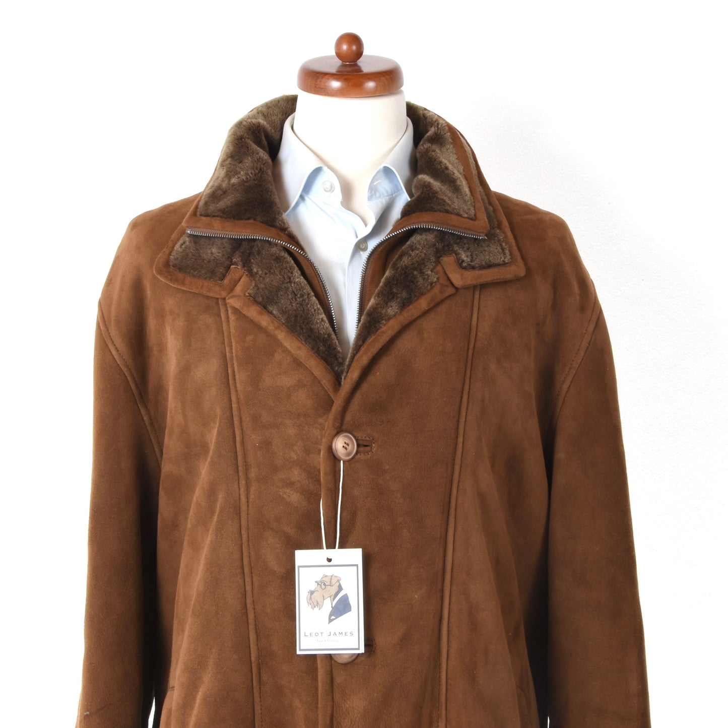 Gino Ginero Lambskin Shearling Coat Size 52 Chest ca. 64cm - Brown