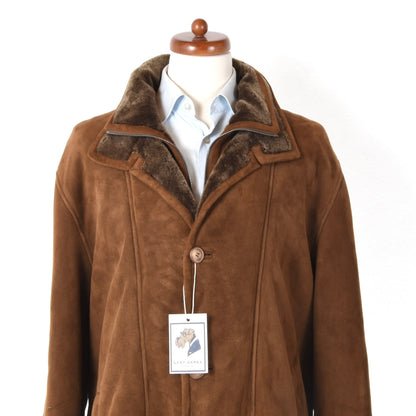 Gino Ginero Lambskin Shearling Coat Size 52 Chest ca. 64cm - Brown