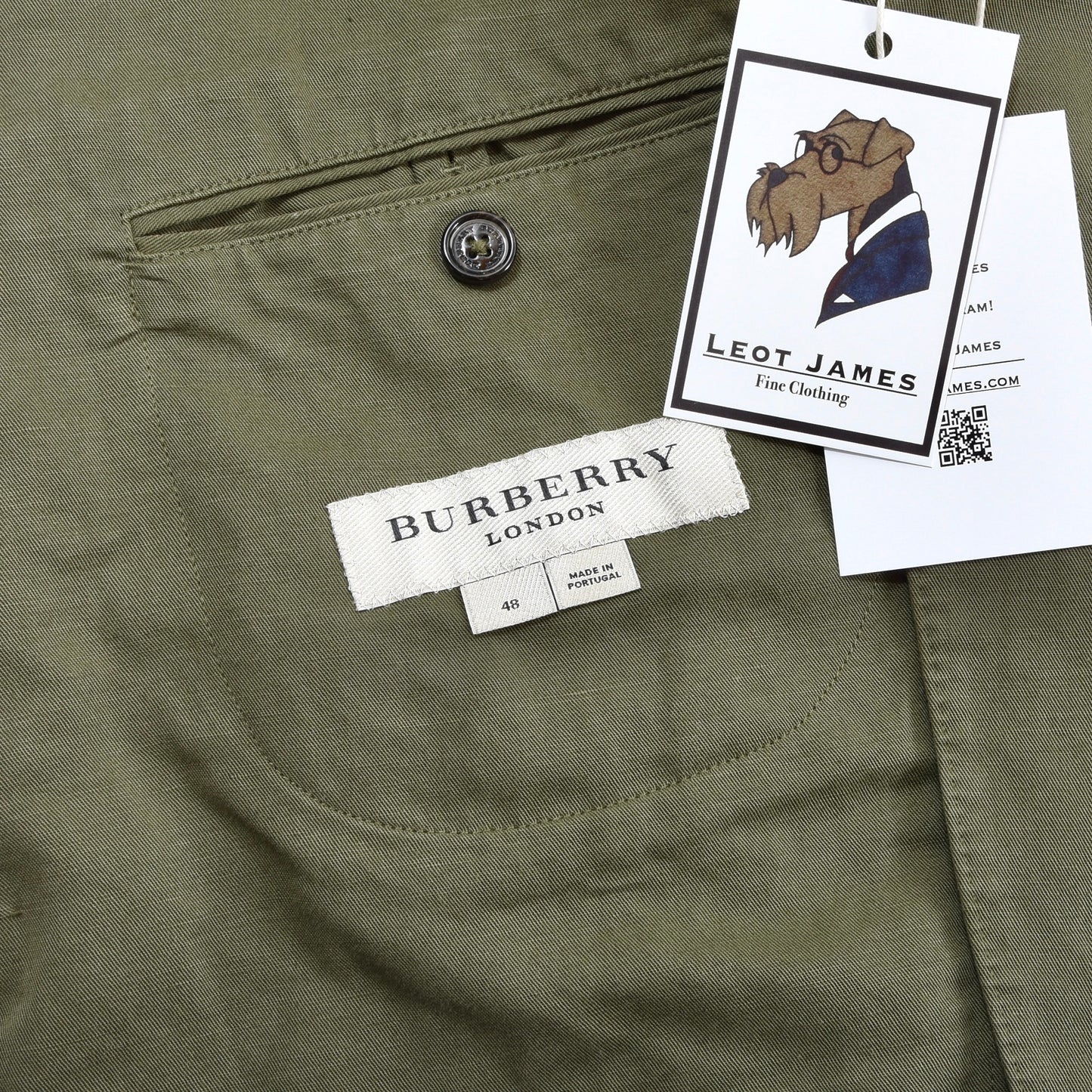 Burberry London Cotton-Linen Jacket Size 48 ca. 51cm - Khaki