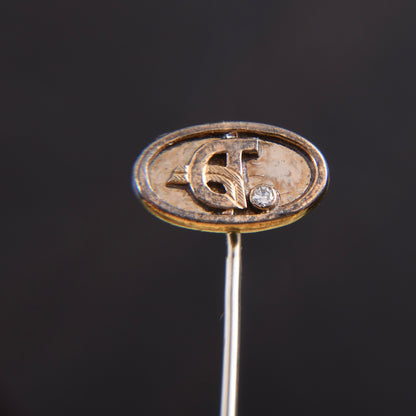 Vintage 585 / 14kt Gold Anstecknadel mit Diamant