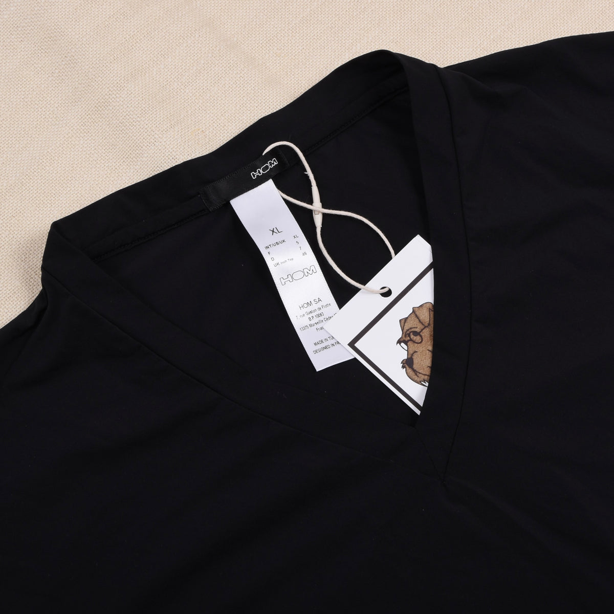 HOM Stretch V-Neck T-Shirt Größe XL - Schwarz