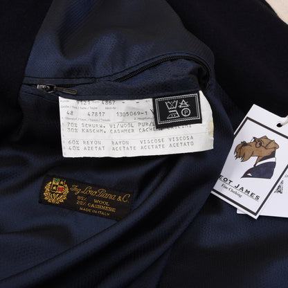 Odermark for Hirmer Double-Breasted Wool-Cashmere  Peak Lapel Overcoat Feat. Loro Piana Fabric - Navy Blue