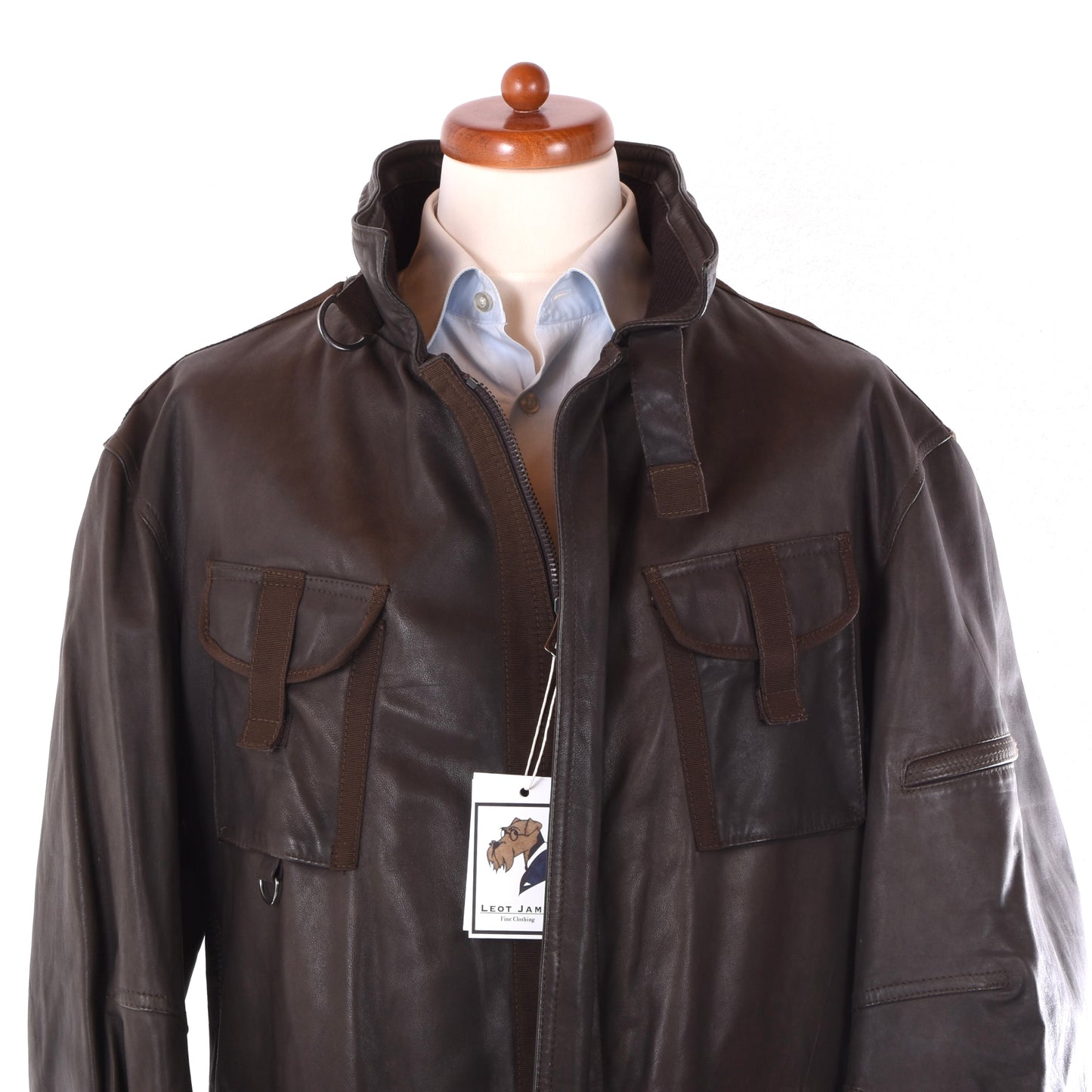 Delan Leather Jacket Size 58 ca. 64cm - Brown