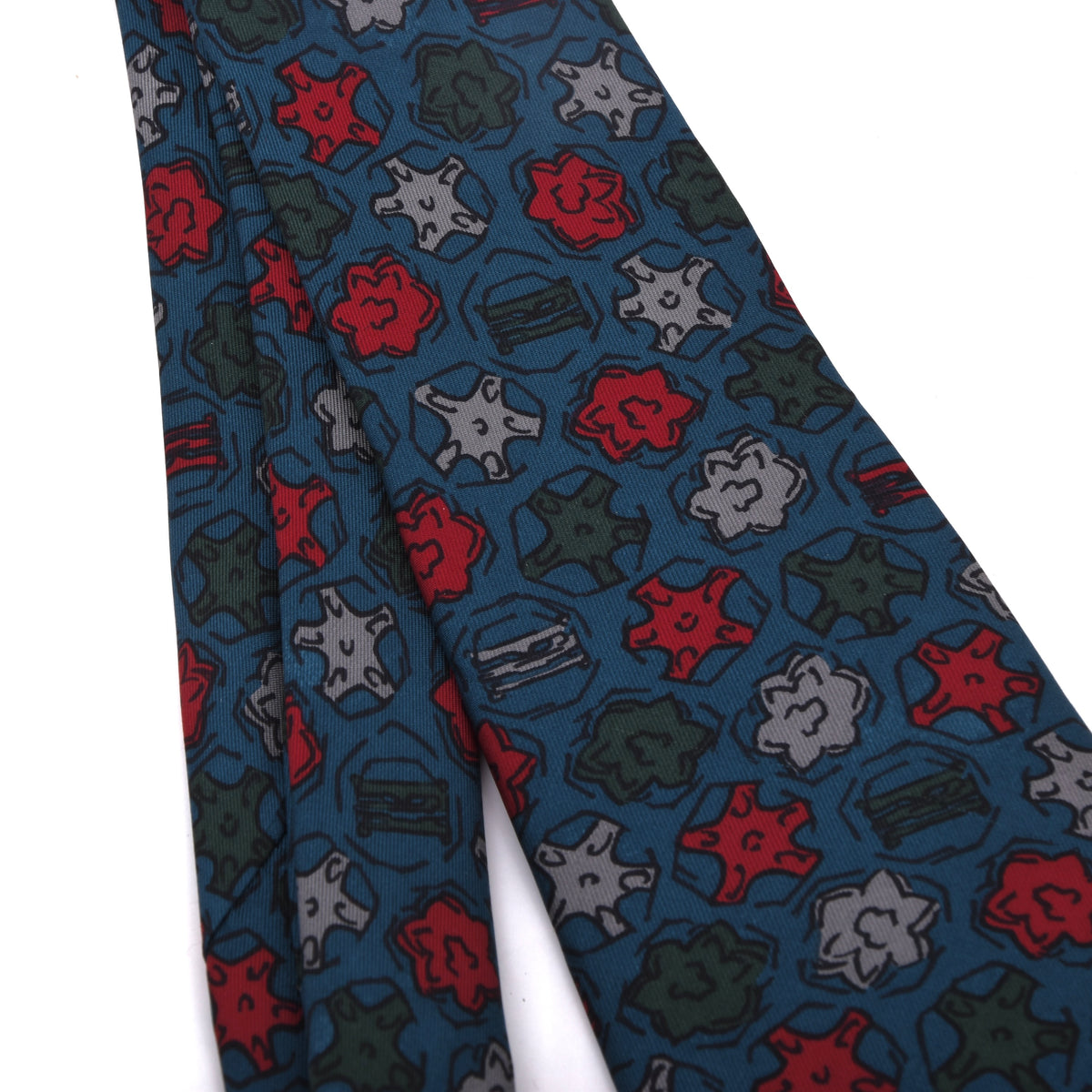Laguna Ancient Madder Silk Tie Made in France - Blue/Red/Green