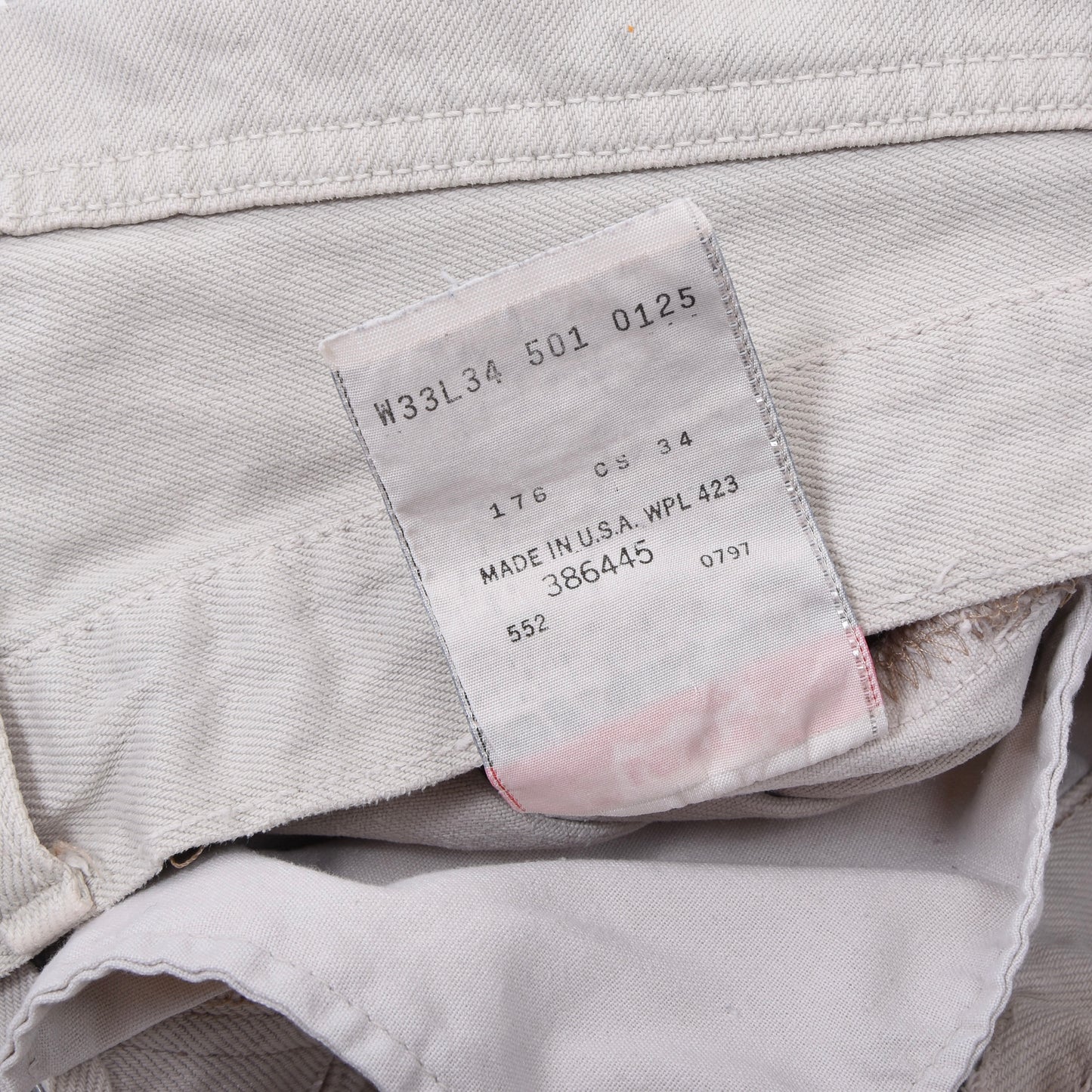 Vintage Levi's 501 Made in USA Größe W33 L34 ca. 40cm - Off-White