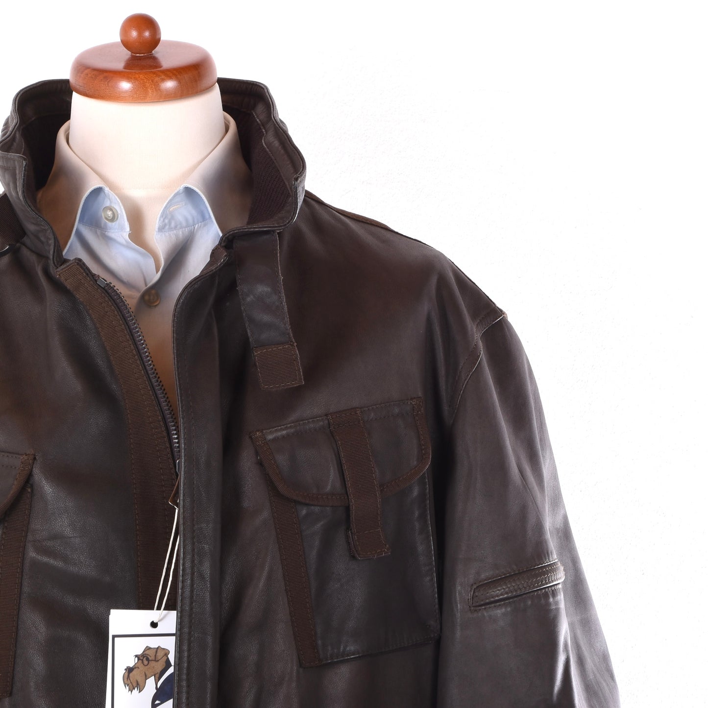 Delan Leather Jacket Size 58 ca. 64cm - Brown
