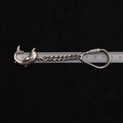 Vintage 925 Sterlingsilber Delfin Schlüsselanhänger ca. 20.88 g