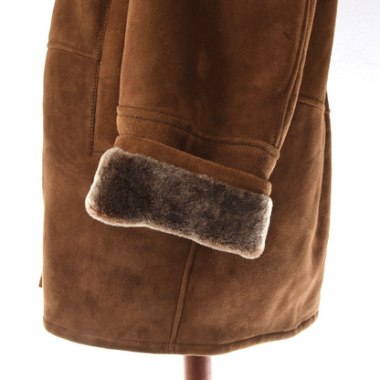 Gino Ginero Lambskin Shearling Coat Size 52 Chest ca. 64cm - Brown