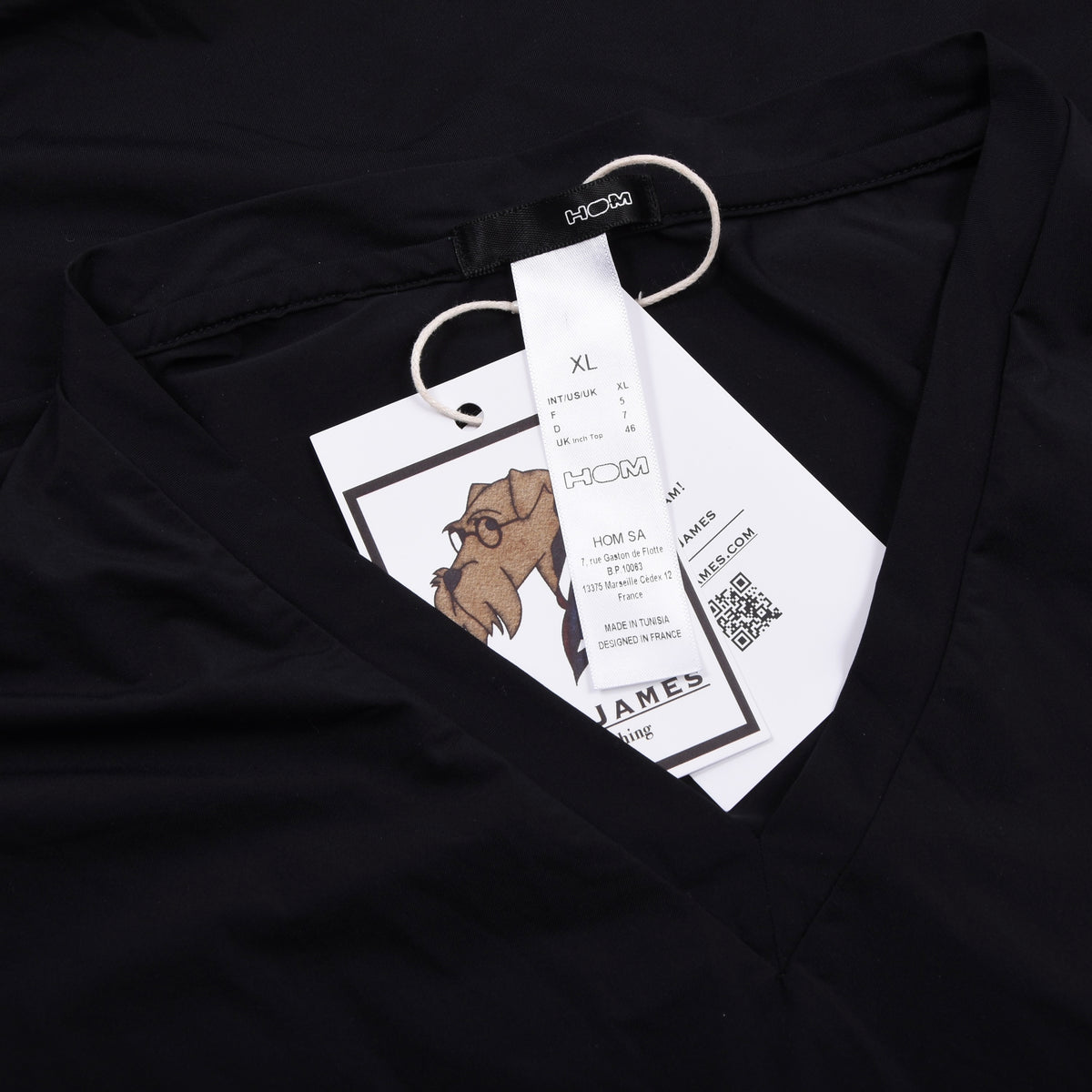 HOM Stretch V-Neck T-Shirt Größe XL - Schwarz
