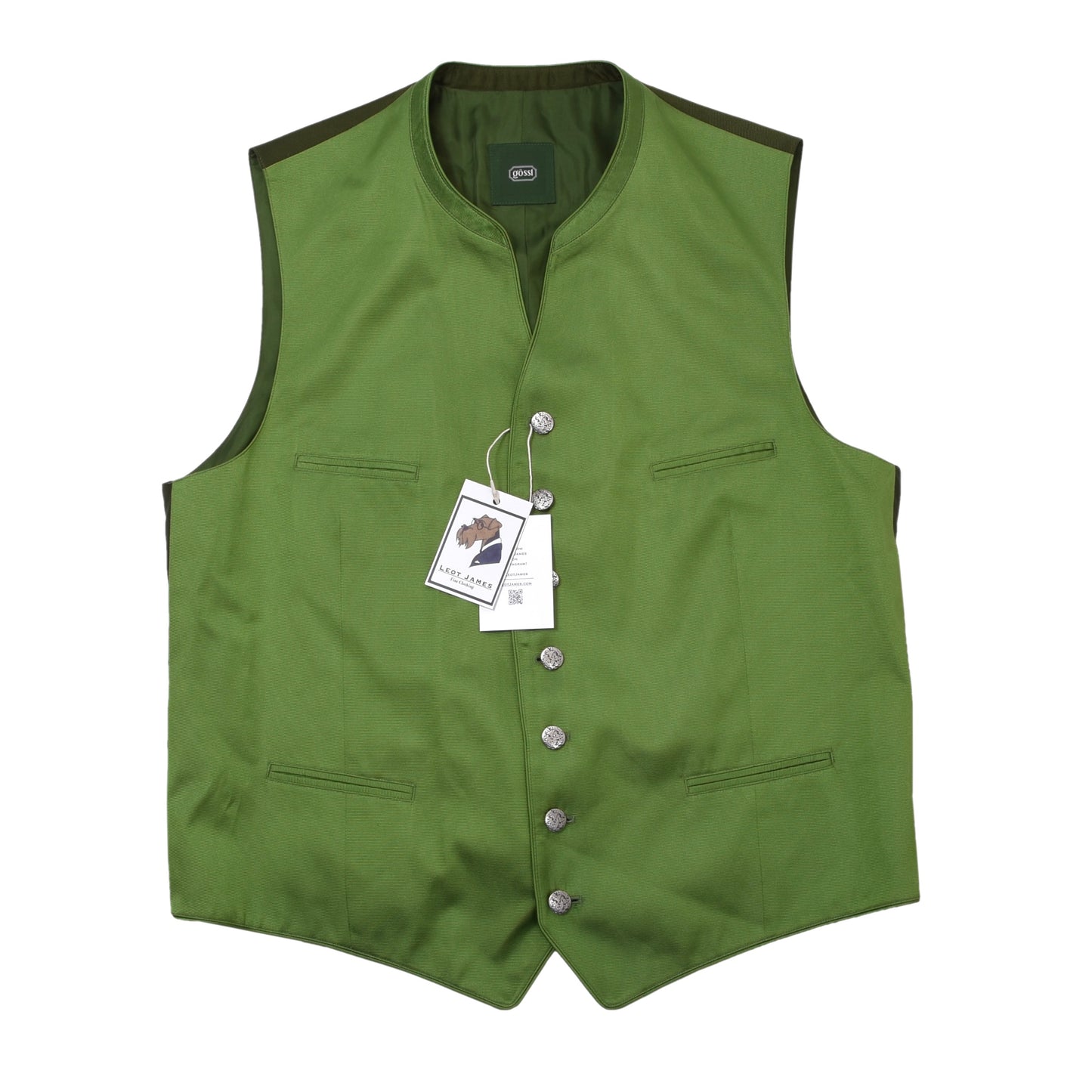 Gössl Silk Vest/Trachtengilet Size 56 ca. 58.5cm - Green