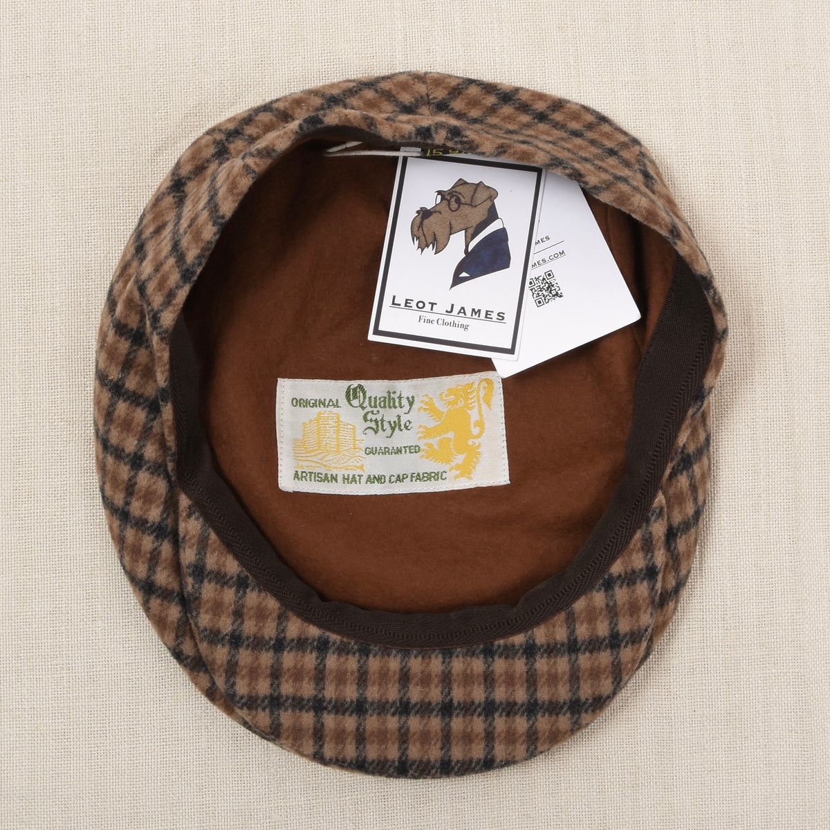 Vintage Kamelhaar-Wolle Schiebermütze Gr. 59 - Plaid