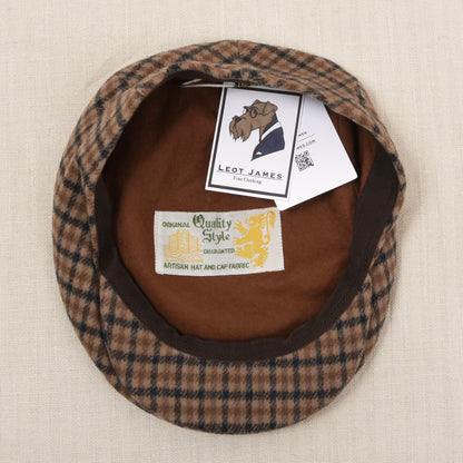 Vintage Kamelhaar-Wolle Schiebermütze Gr. 59 - Plaid