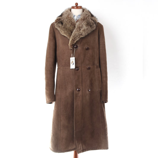 Johan Szabo Shearling Coat Feat. Fur Collar Chest ca. 58cm - Brown