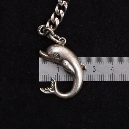 Vintage 925 Sterlingsilber Delfin Schlüsselanhänger ca. 20.88 g