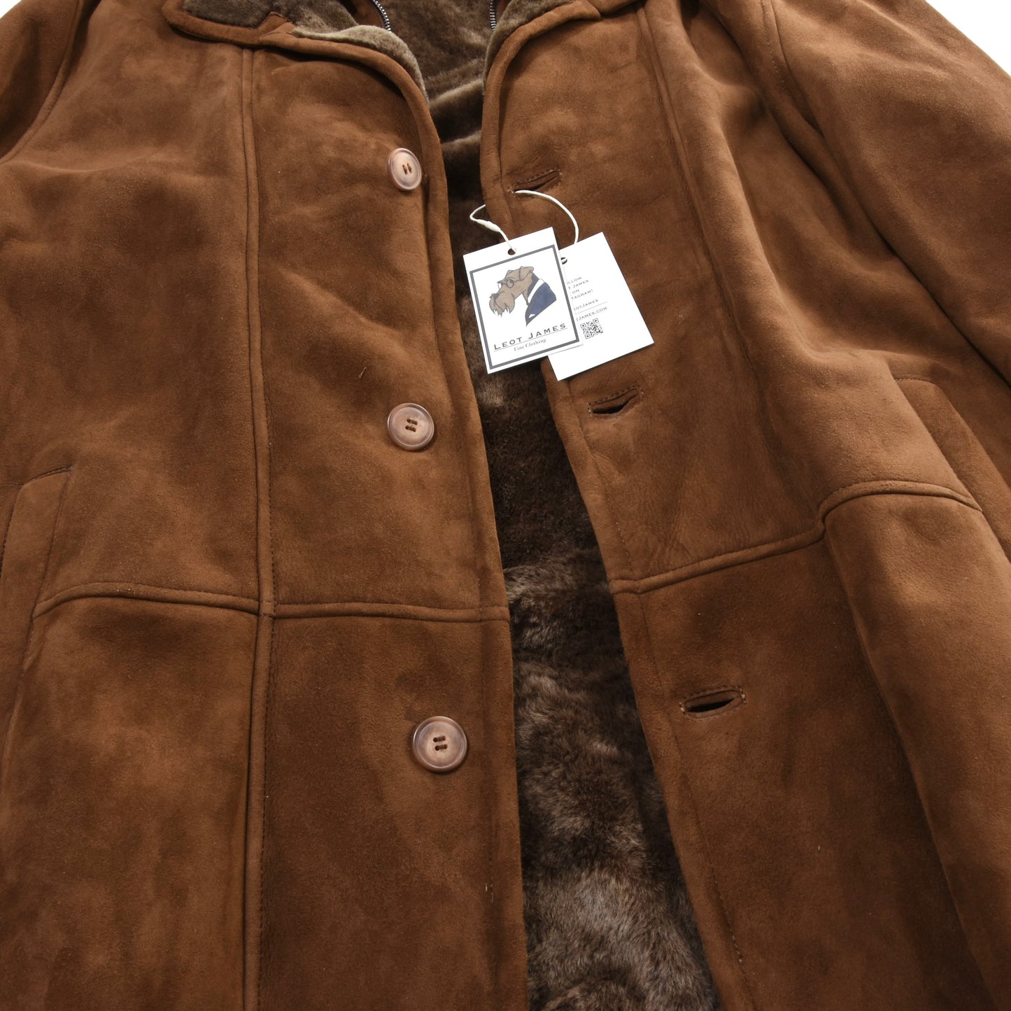 Gino Ginero Lambskin Shearling Coat Size 52 Chest ca. 64cm - Brown