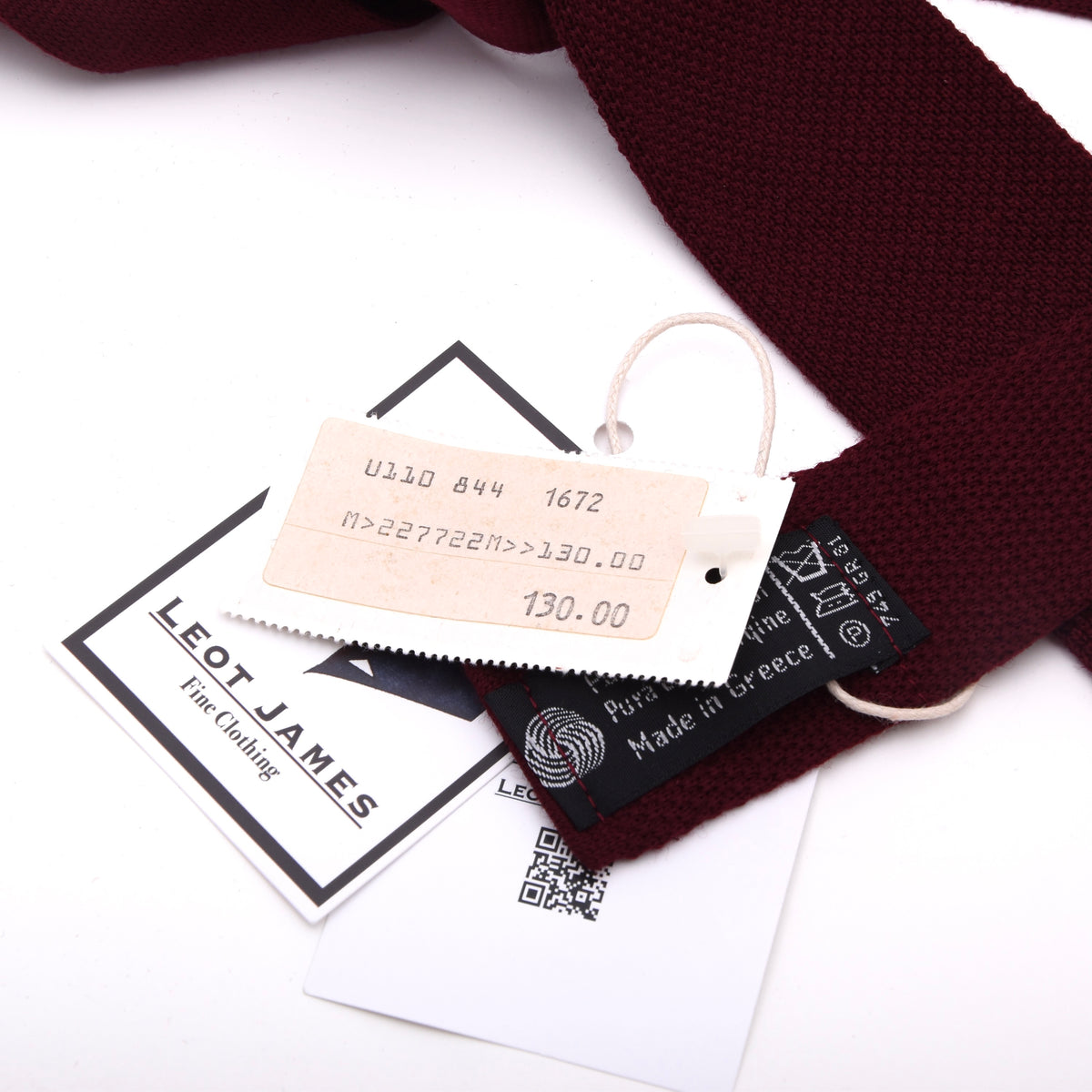 NOS Brieftaube 100% Woll-Strickkrawatte Griechenland – Bordeaux
