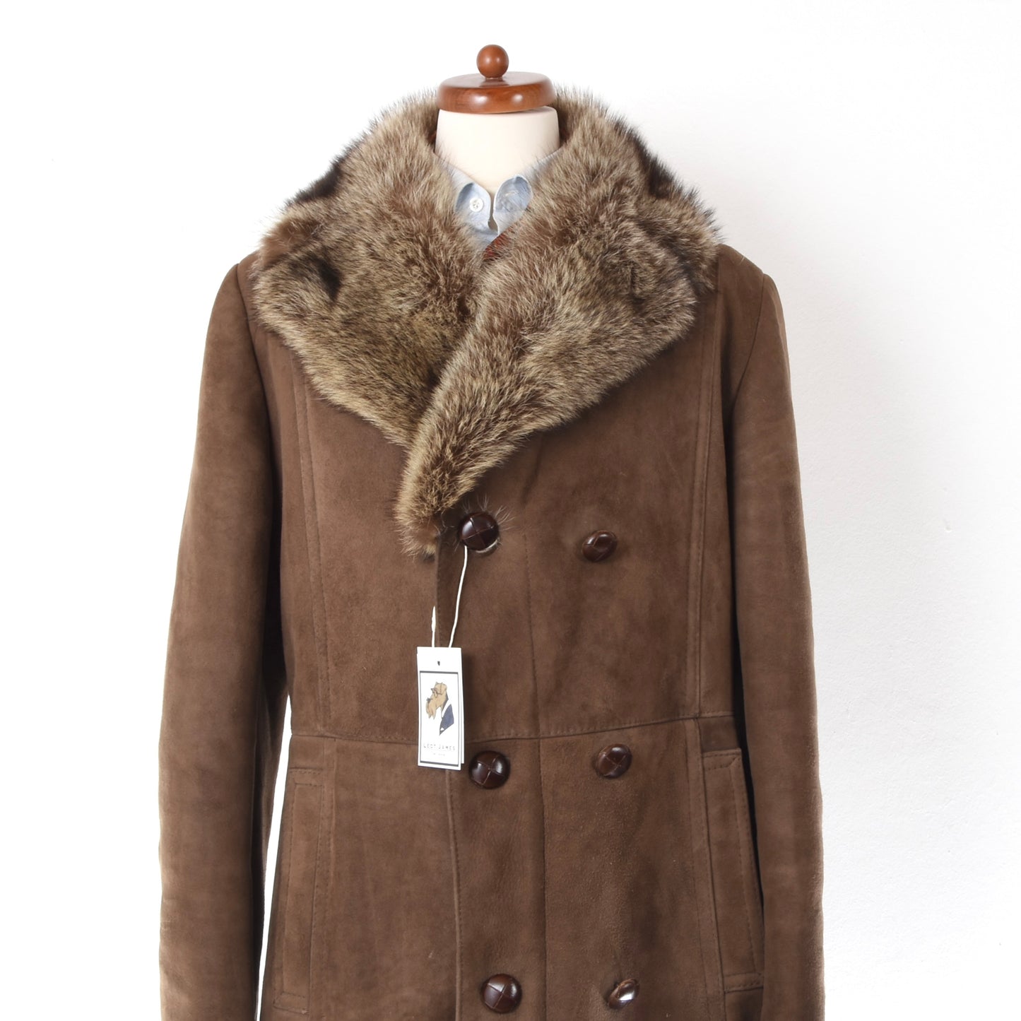 Johan Szabo Shearling Coat Feat. Fur Collar Chest ca. 58cm - Brown