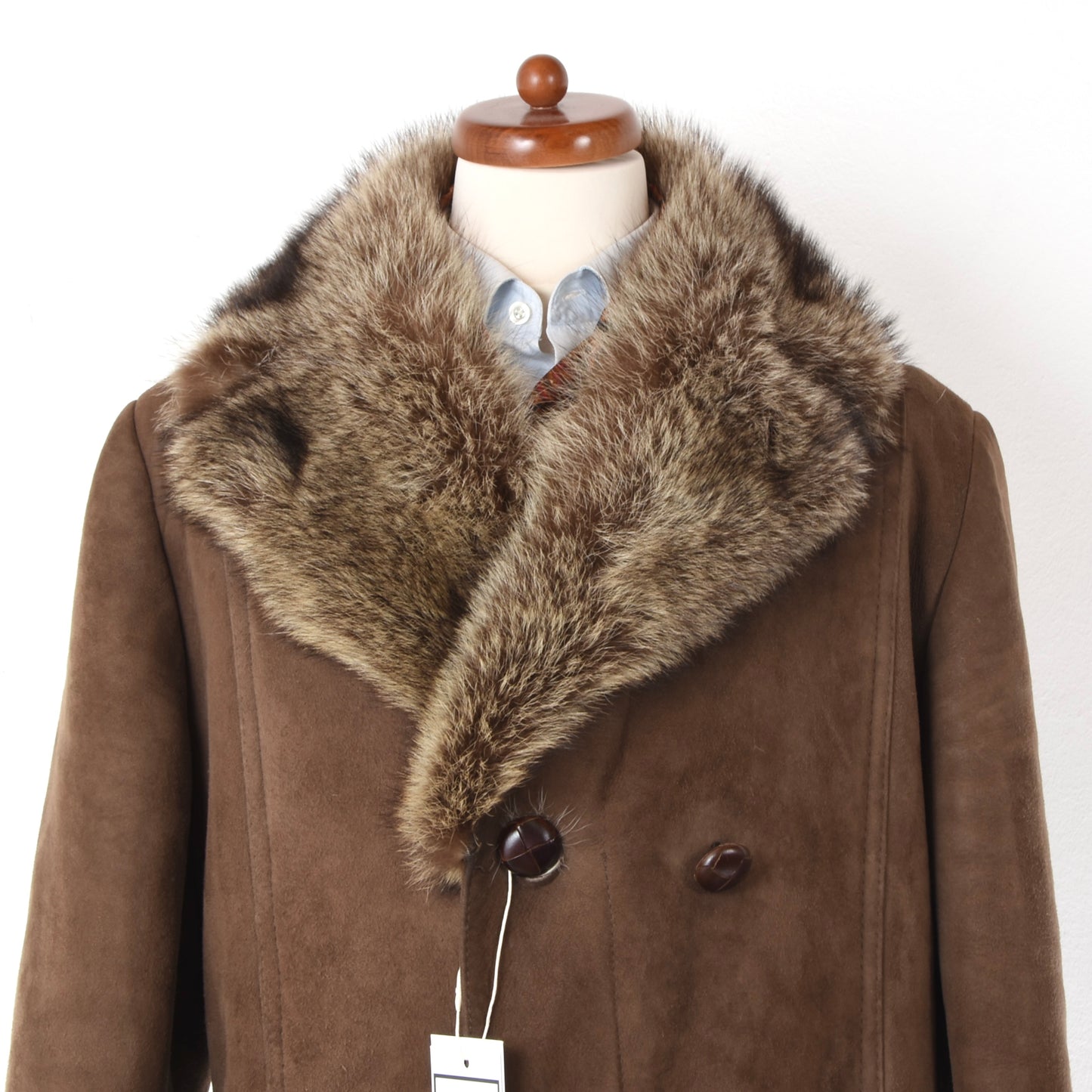 Johan Szabo Shearling Coat Feat. Fur Collar Chest ca. 58cm - Brown