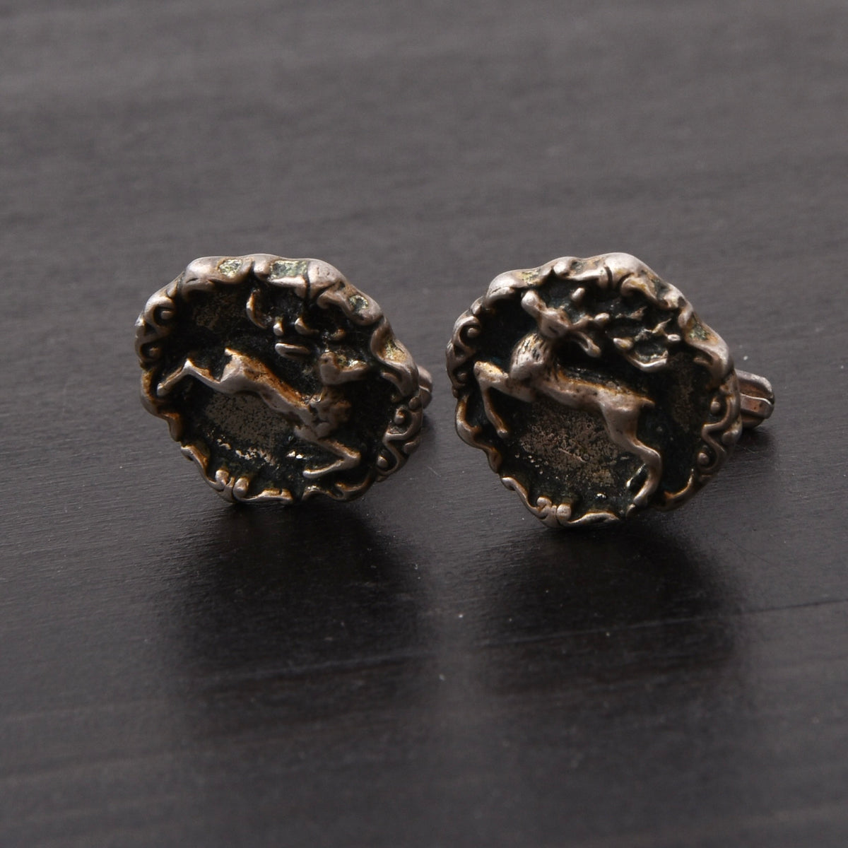 Vintage Stag/Hunting Themed .800 Silver Cufflinks Toucan Hallmark