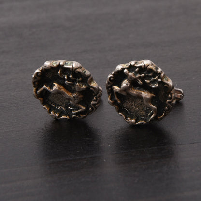Vintage Stag/Hunting Themed .800 Silver Cufflinks Toucan Hallmark