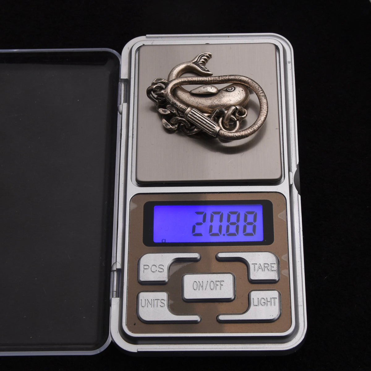 Vintage 925 Sterlingsilber Delfin Schlüsselanhänger ca. 20.88 g