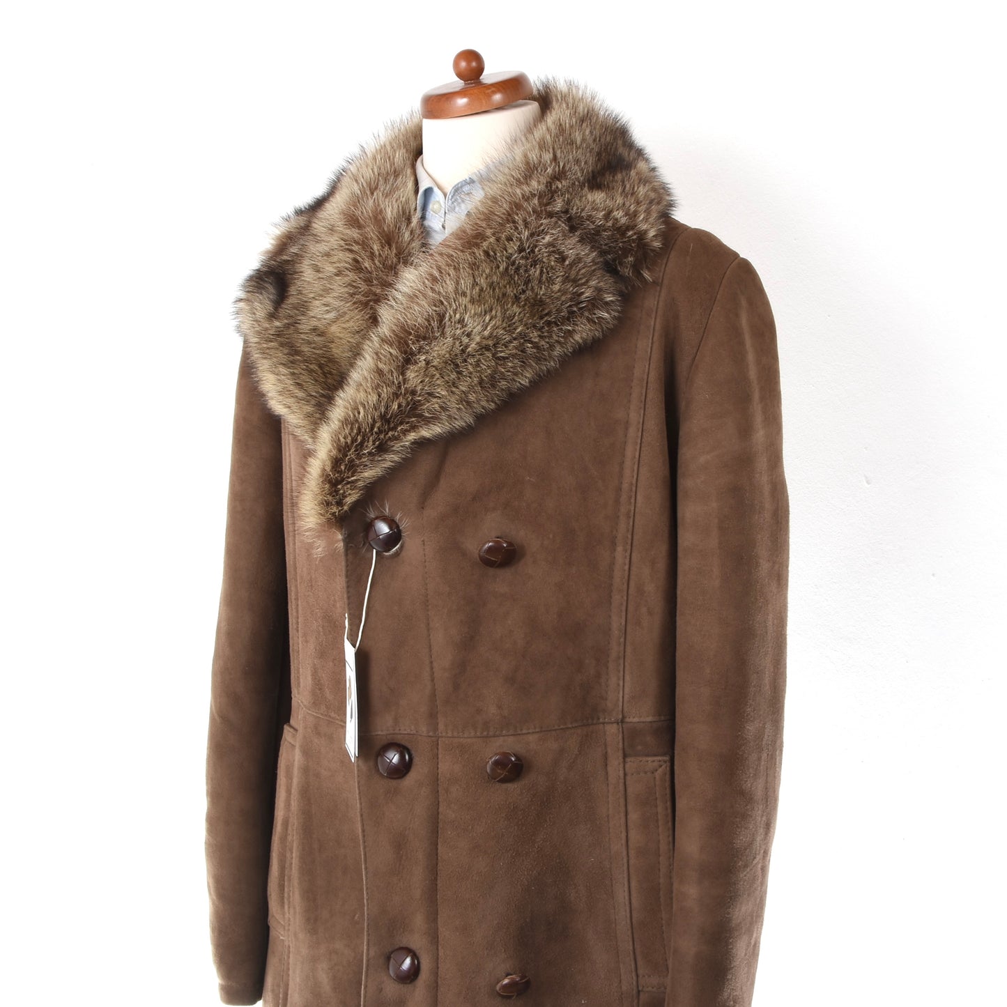 Johan Szabo Shearling Coat Feat. Fur Collar Chest ca. 58cm - Brown