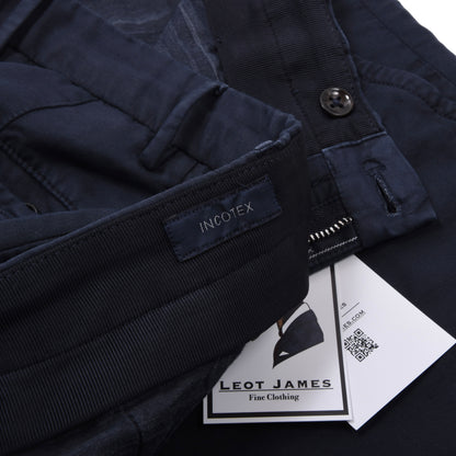 Incotex Chino-Hose aus Leinen/Baumwolle, Größe 52 (ca. 46 cm), Marineblau