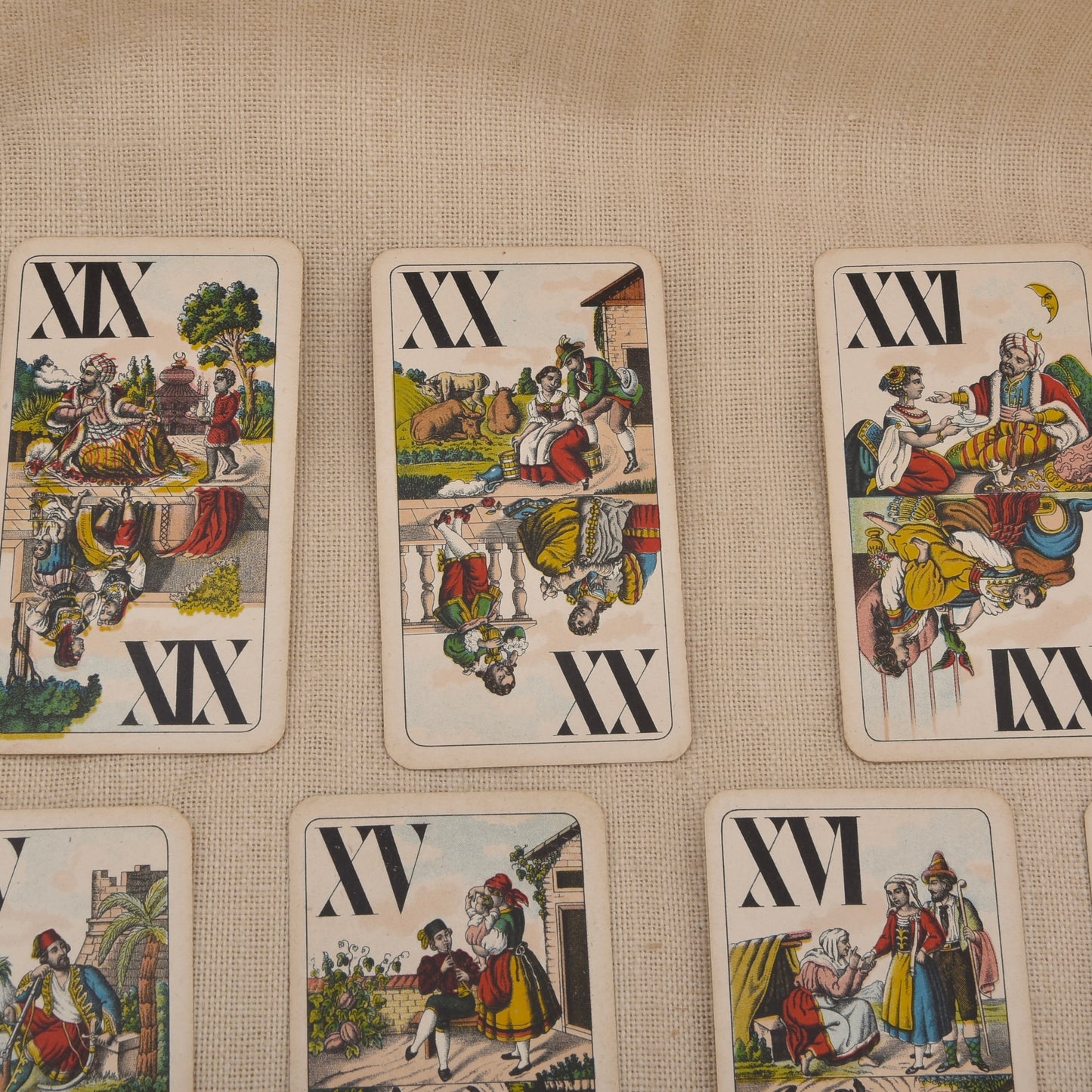 Piatnik Tarock-Karten vor 1945 + antikes Lederetui – 54 +1 Blatt