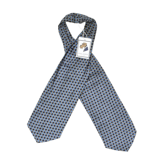 Classic Silk Ascot/Cravat Tie ca. 139.5cm/15.5cm - Navy Chain Print