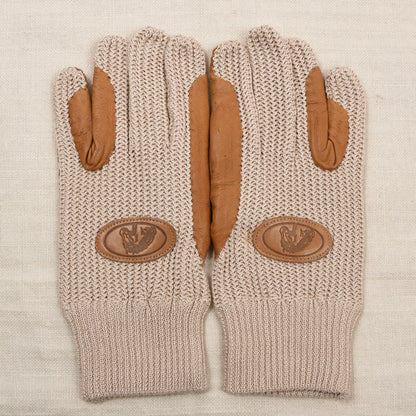 Leder & Baumwolle Reithandschuhe Gr. 9,5 - Beige/Braun