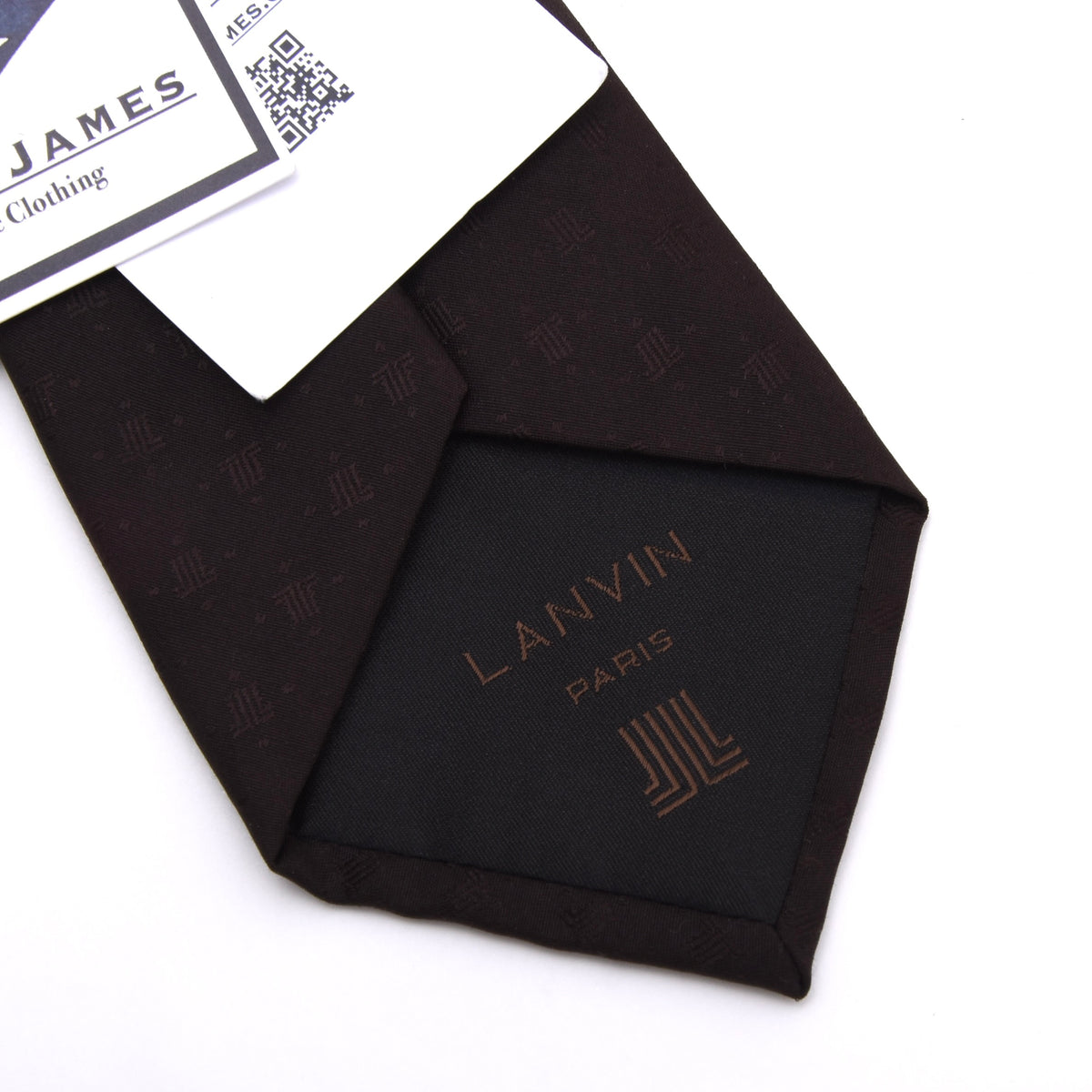 Vintage Lanvin Paris Jacquard Seide Krawatte Made in France -Braun