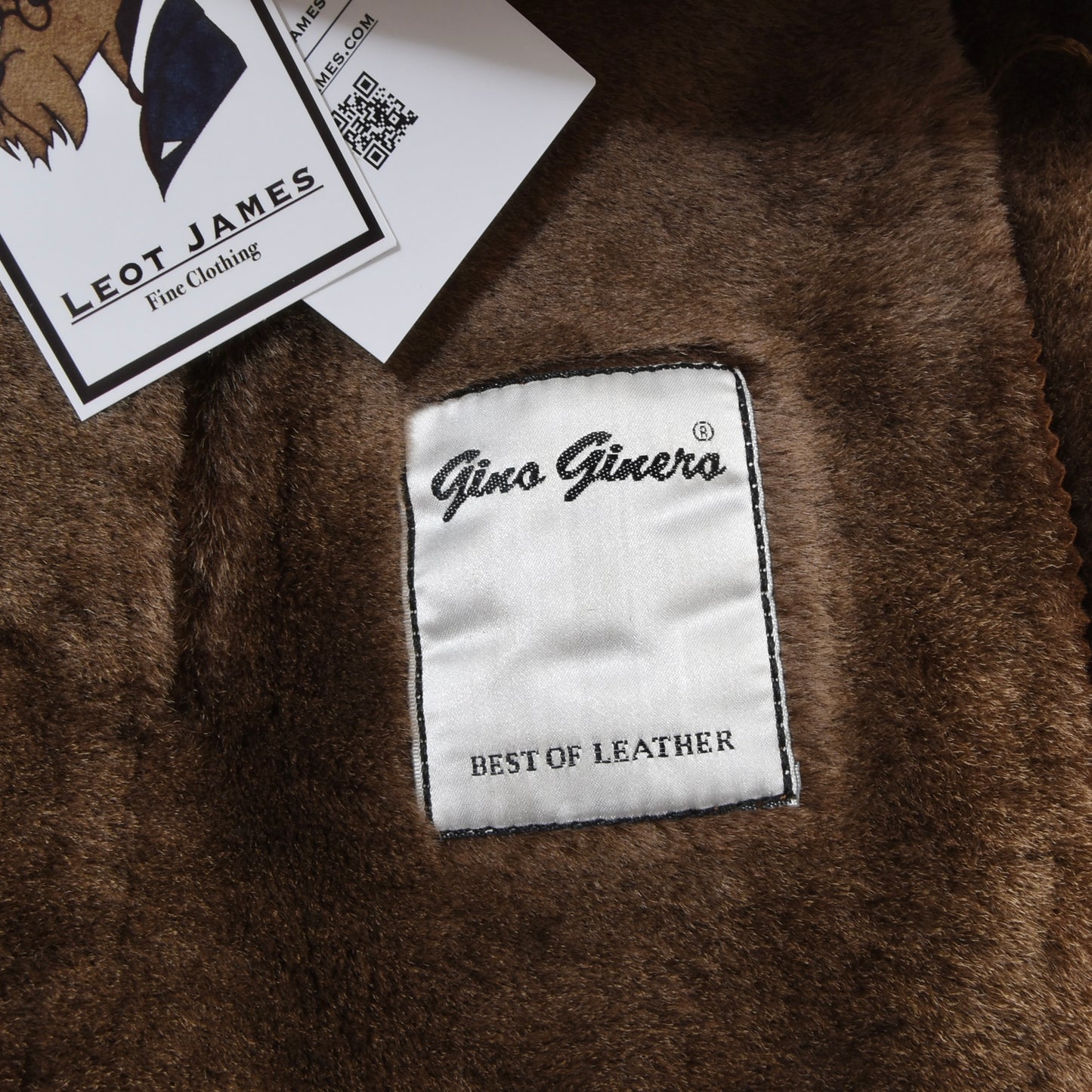 Gino Ginero Lambskin Shearling Coat Size 52 Chest ca. 64cm - Brown