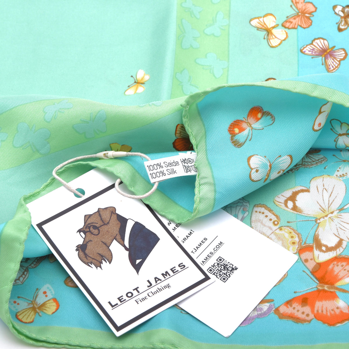 Renard Silk Pocket Square 46.5x48.5cm - Butterflies