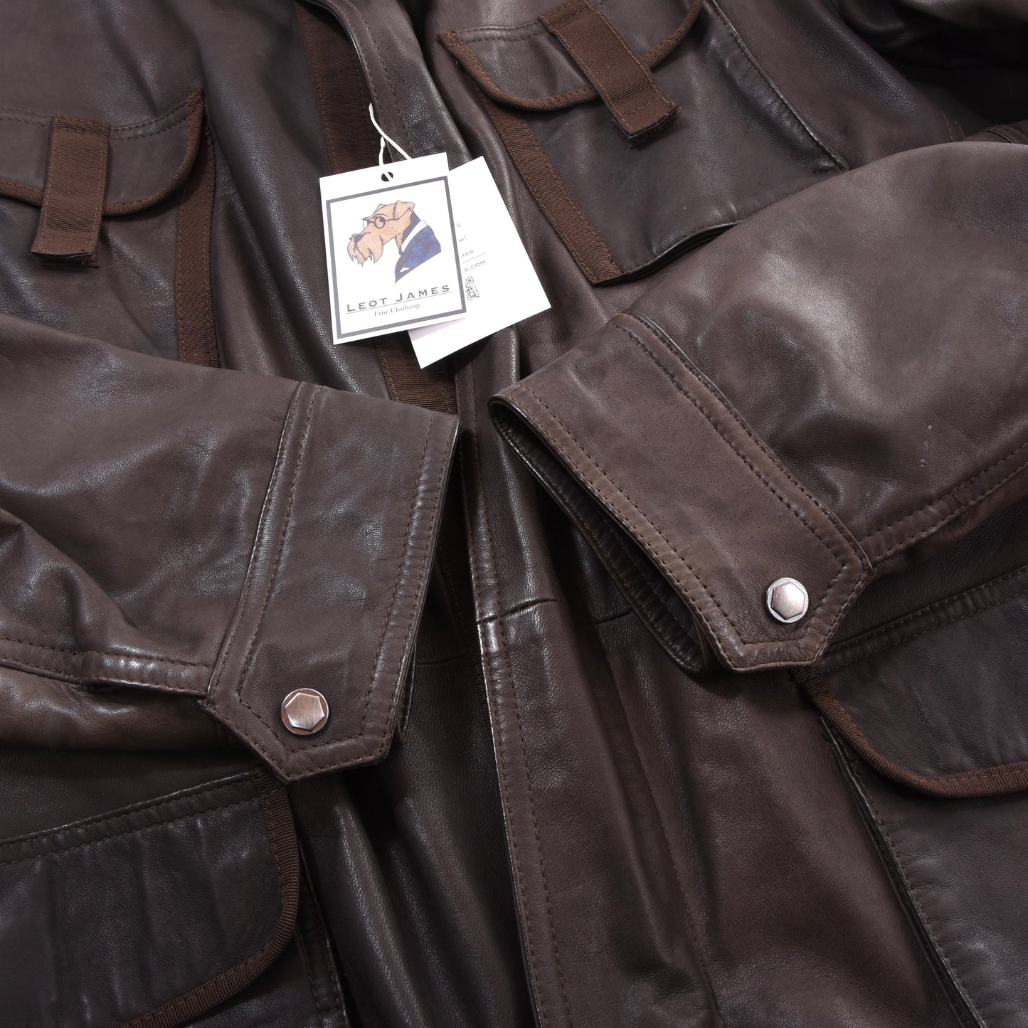Delan Leather Jacket Size 58 ca. 64cm - Brown