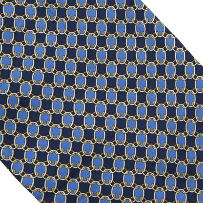 Classic Silk Ascot/Cravat Tie ca. 139.5cm/15.5cm - Navy Chain Print