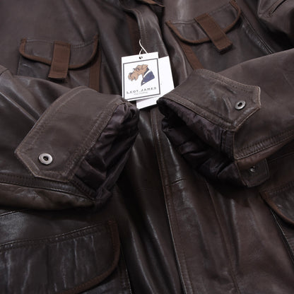 Delan Leather Jacket Size 58 ca. 64cm - Brown