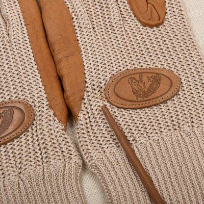 Leder & Baumwolle Reithandschuhe Gr. 9,5 - Beige/Braun