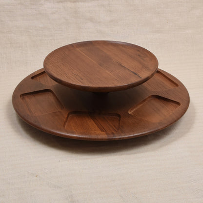 Digsmed Dänemark 1964 Teakholz Drehtablett/Lazy Susan Ø 35cm