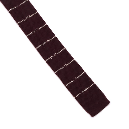 NOS Brieftaube 100% Schurwoll-Strickkrawatte Made in England – Burgunderrot Streifen