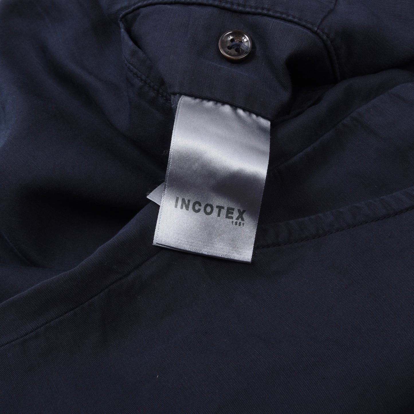 Incotex Chino-Hose aus Leinen/Baumwolle, Größe 52 (ca. 46 cm), Marineblau