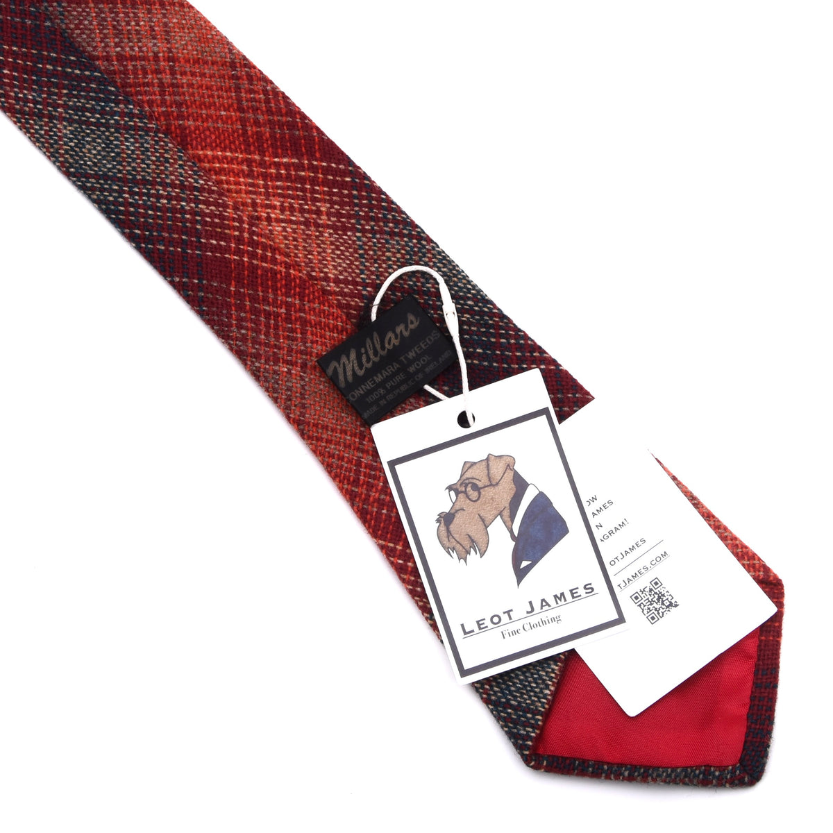 Millars Connemara Tweeds Krawatte Made in Ireland - Rot/Orange Plaid
