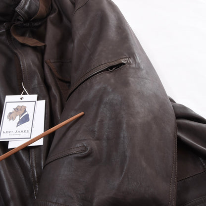 Delan Leather Jacket Size 58 ca. 64cm - Brown