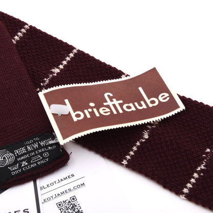 NOS Brieftaube 100% Schurwoll-Strickkrawatte Made in England – Burgunderrot Streifen