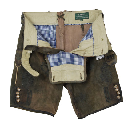 H. Moser Goat Leather Lederhosen Size 48 ca. 43cm - Brown