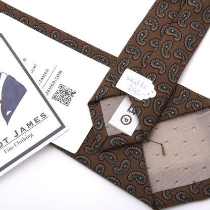 Vintage Schubert Ancient Madder Seide Krawatte Breite: 7cm - Braun Paisley