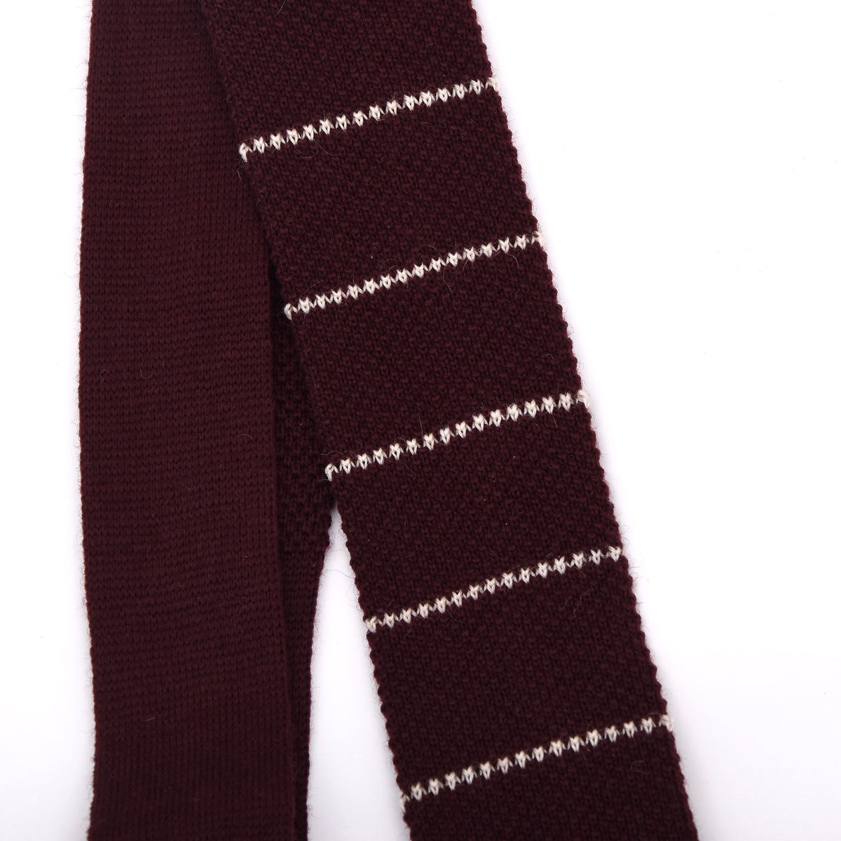 NOS Brieftaube 100% Schurwoll-Strickkrawatte Made in England – Burgunderrot Streifen