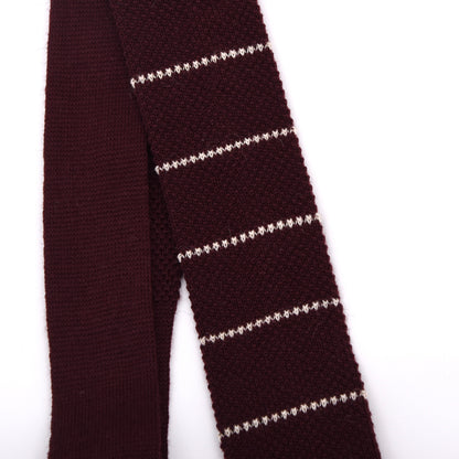 NOS Brieftaube 100% Schurwoll-Strickkrawatte Made in England – Burgunderrot Streifen