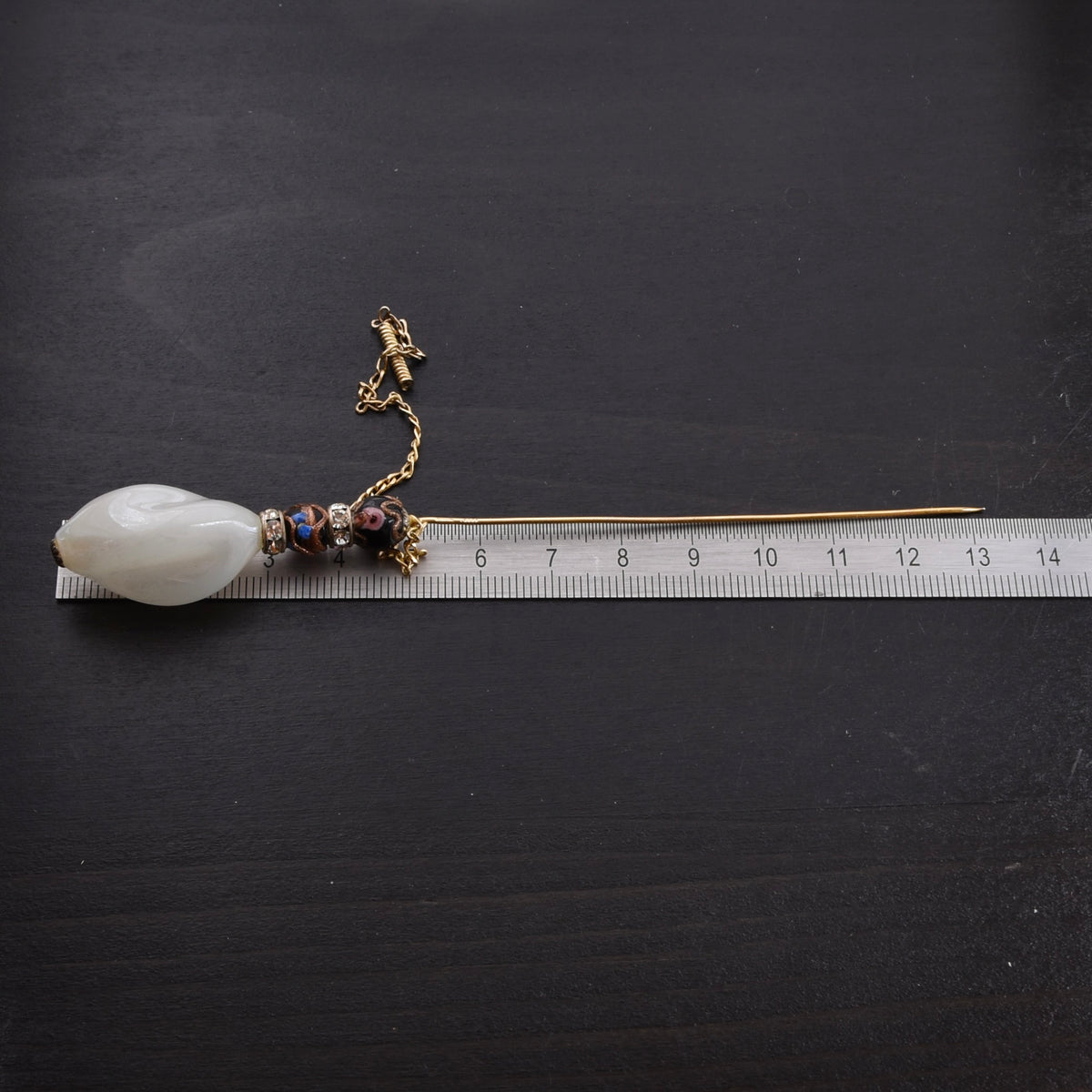 Vintage 800 Silber Italienische Glas Anstecknadel ca. 13.3cm
