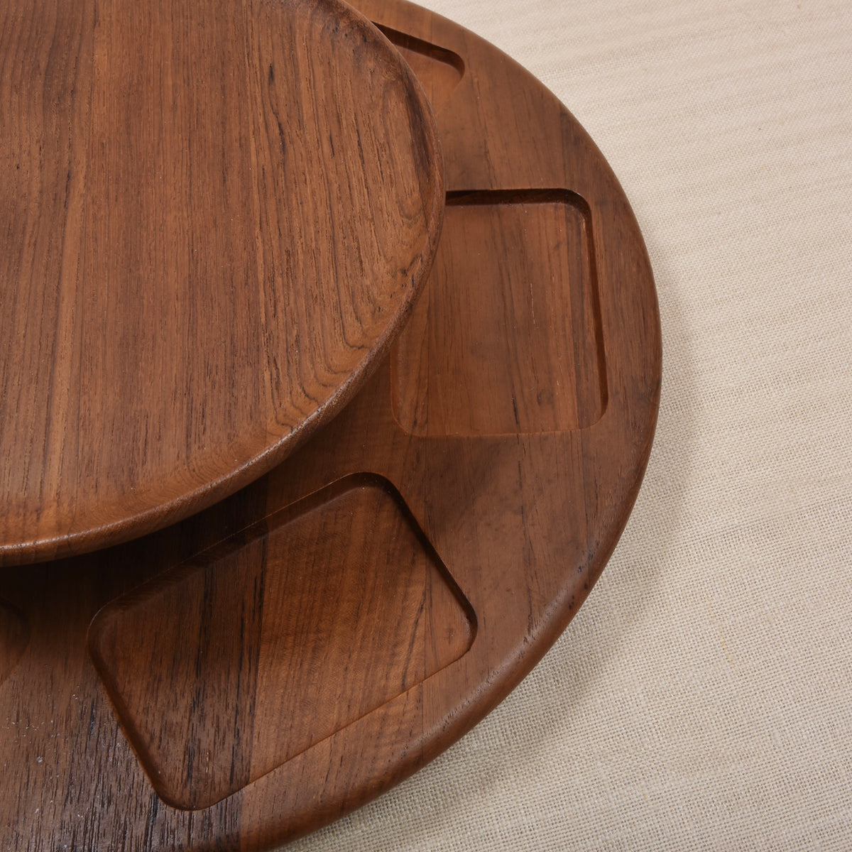 Digsmed Dänemark 1964 Teakholz Drehtablett/Lazy Susan Ø 35cm